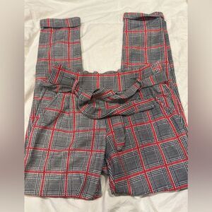 Hot Kiss Red and Black Plaid Women's Pants with Belt in size medium